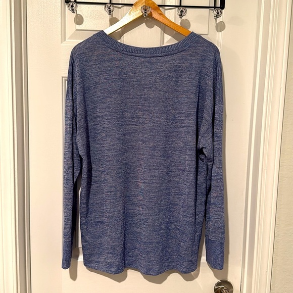 Gap Oversized Crewneck Sweater High Low Tunic Long Sleeve Pullover Blue Sz  L - Picture 2 of 8